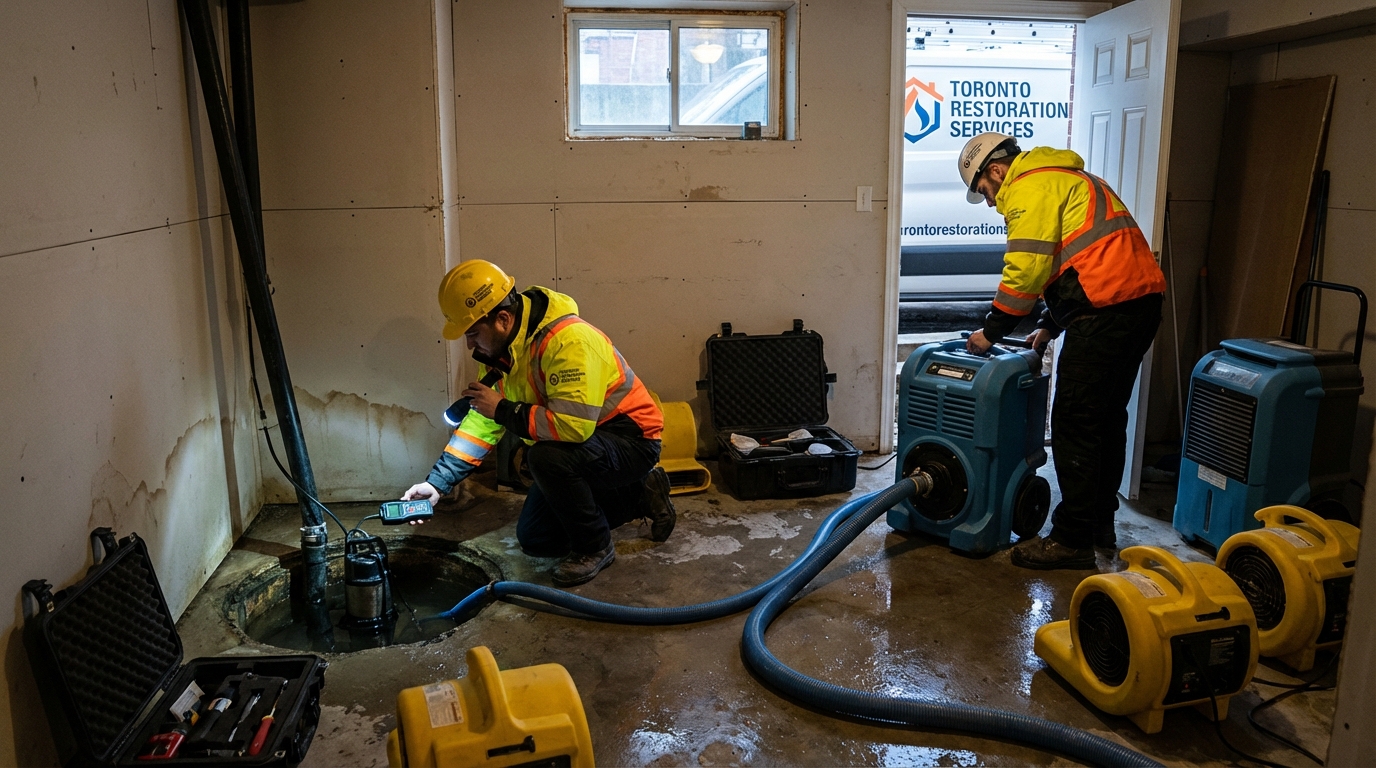 Heavy rain flooded basement